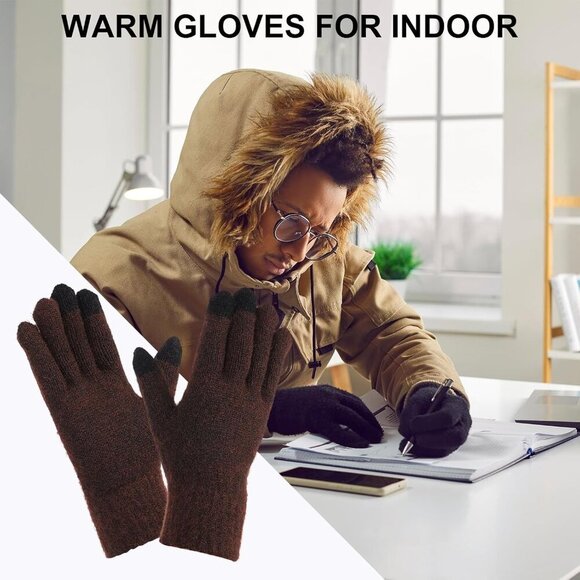 Touchscreen Winter Gloves, Unisex Knit Gloves Touch Screen Texting Gloves Drivin - Picture 5 of 6